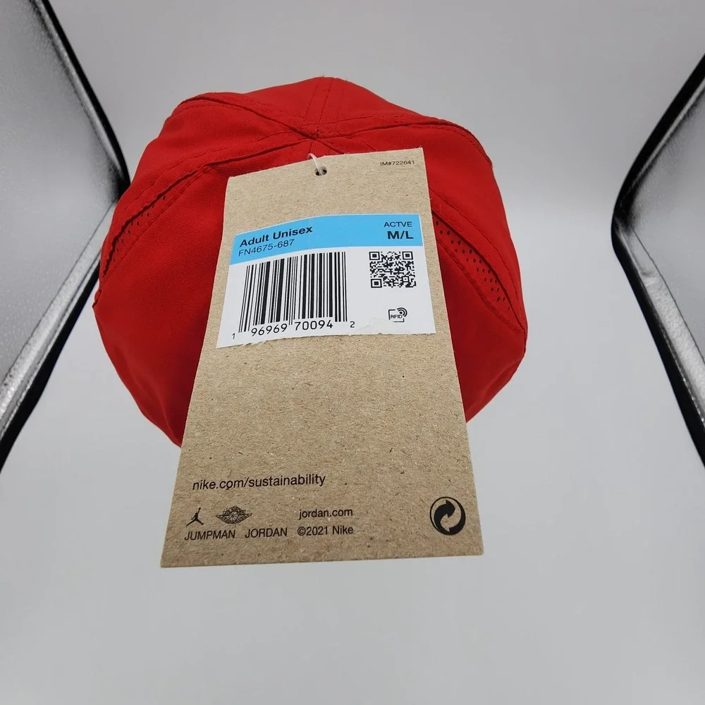 Jordan Hat Mens Adjustable Nike Dri FIT Club Cap Unstructured Gym Red Sz M/L NEW